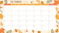 CALENDAR OCTOBER 2025 welcome Autumn hello fall planner Digital Display (16:9) template