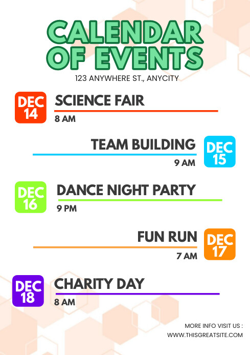 Calendar of events design template | PosterMyWall