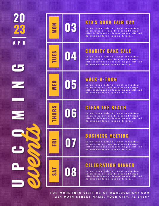 Calendar of Upcoming Events Schedule Flyer PosterMyWall Calendar of Upcoming Events Schedule Flyer PosterMyWall