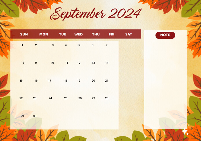 calendar september 2024 A4 template