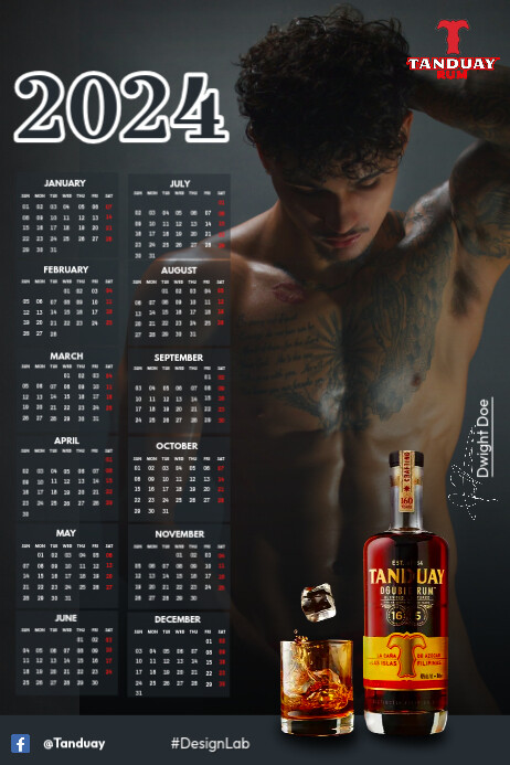 Calendar Tanduay 2024 โปสเตอร์ template