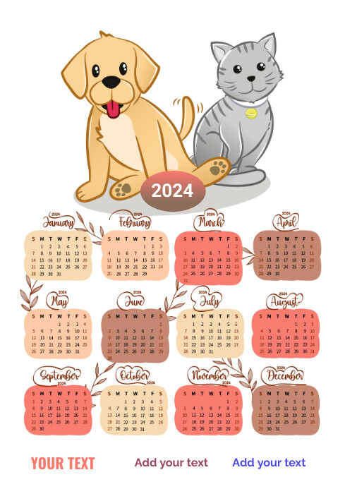 Calendar template 2024 A2