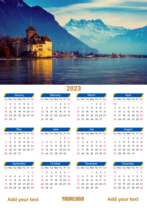 Calendar template beautiful landscapes | PosterMyWall