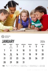 Calender 2024 JanuarY Poster template