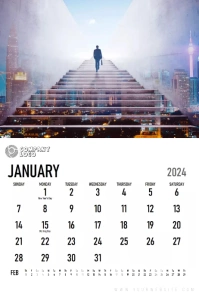 Calender 2024 January Poster template