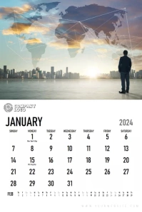 Calender 2024 January Poster template