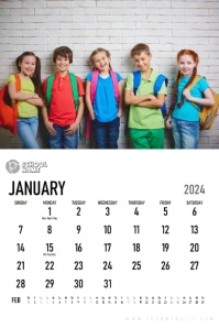 Calender 2024 JanuarY Poster template