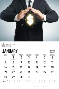 Calender 2024 January Poster template