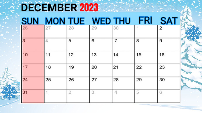 December Roster Calendar Calender december Template | PosterMyWall