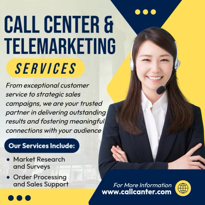 Call Center & Telemarketing Services Template | PosterMyWall