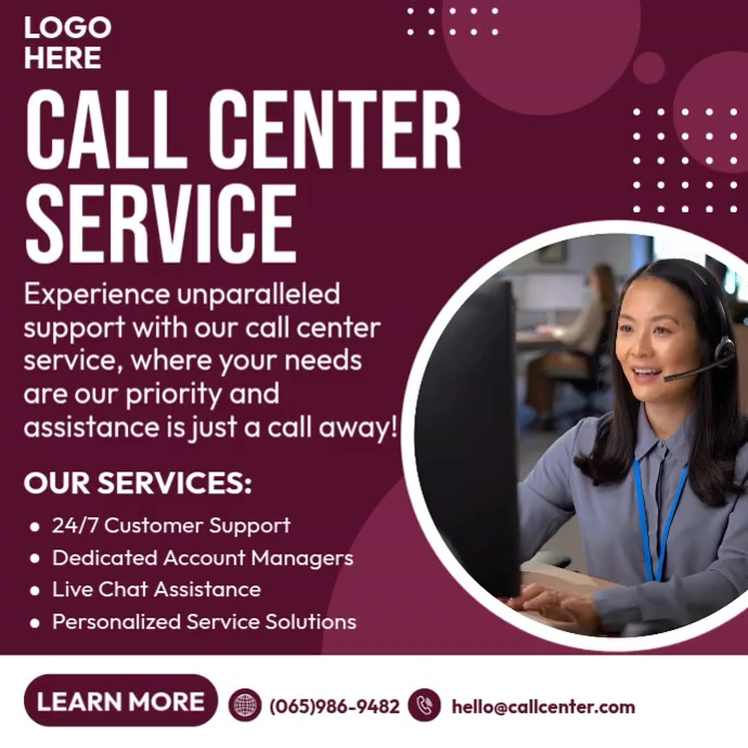 Plantilla de Call Center Service | PosterMyWall
