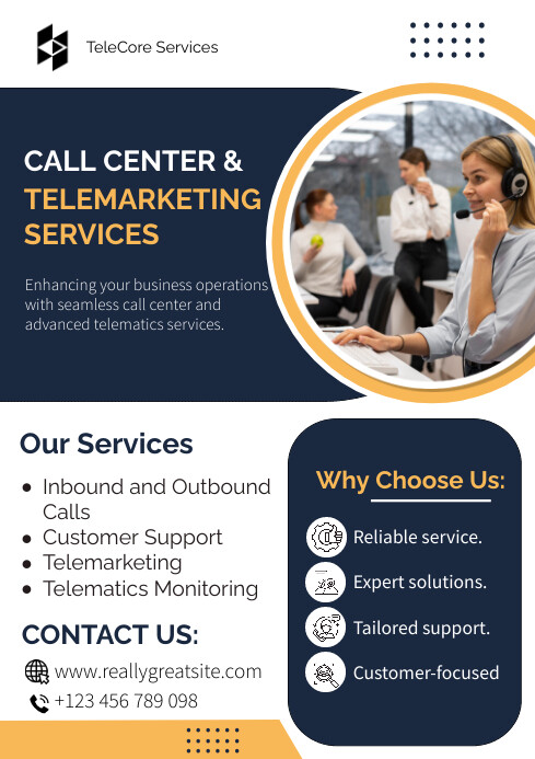 Call Center And Telemarketing A4 Template | PosterMyWall