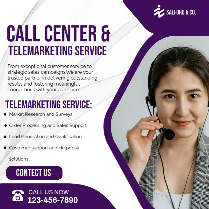Copy of call-center-flyer-poster-ins-white-maximalist | PosterMyWall