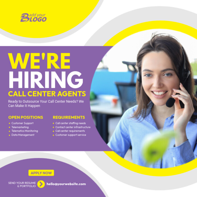 Call Center Hiring Instagram Post Template | PosterMyWall