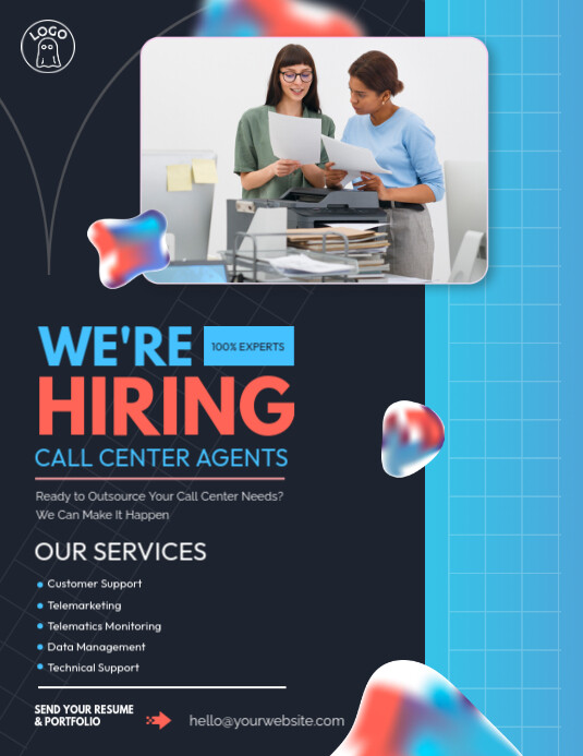 Call Center Hiring Poster Design Flyer (US Letter) template