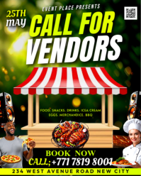 Call for Vendors  Event announcement vending booth food merchandise sellers wanted invite poster des Instagram Portrait template