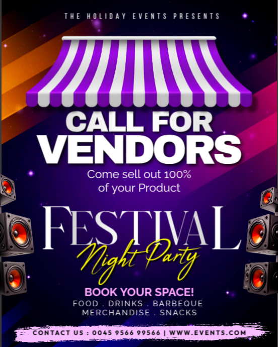 Call for vendors event traders invitation food drinks beverages