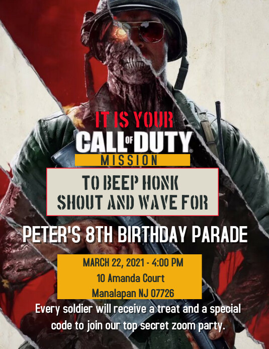 Call of duty invitation Template PosterMyWall