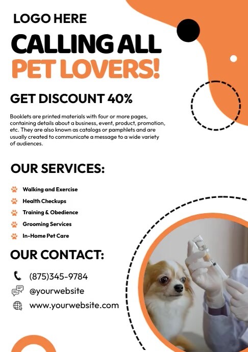 Calling All Pet Lover's A4 template
