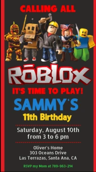 calling all roblox birthday digtial invitation Instagram Story template
