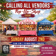 Calling All Vendors Pop-Up Shop Flyer | Market Vendor Event Instagram Post Template Instagram-opslag