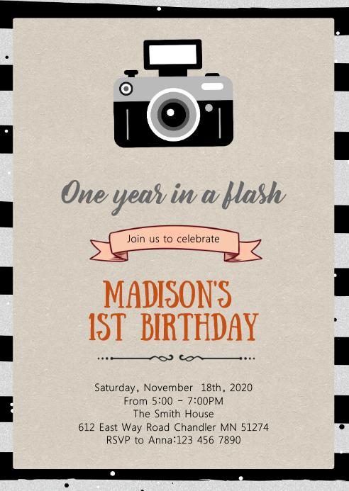Camera birthday party invitation Template | PosterMyWall