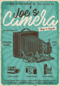 CAMERA SHOP VINTAGE POSTER A4 template