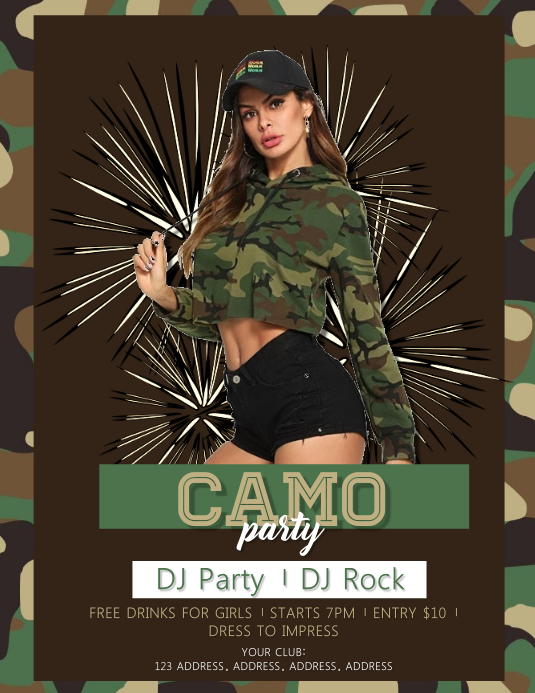Brown Camo Party Flyers Template | PosterMyWall Brown Camo Party Flyers Template | PosterMyWall