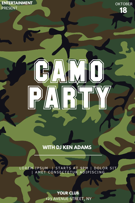 Camo Party Flyer Template PosterMyWall