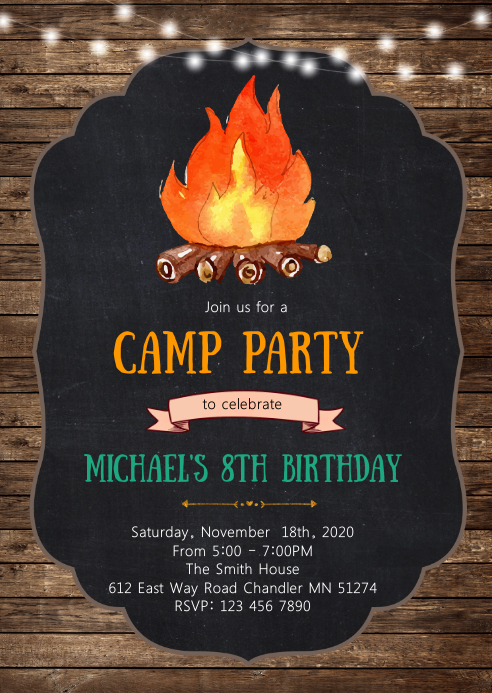 Bonfire Party Invitations Printable