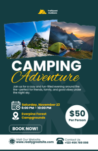 Camping Adventure — Outdoor Trip Poster | Editable Template Half Page Wide