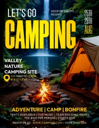 Camping night tented bonfire camp campsites event invitation social media online poster design flyer Iflaya (Incwadi ye-US) template