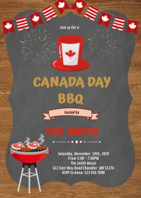 Canada day bbq invitation A6 template