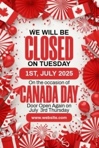 Canada Day Closed Announcement Poster template