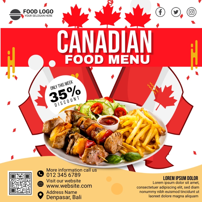 Canada Menu Canada Day Food Menu Template | PosterMyWall