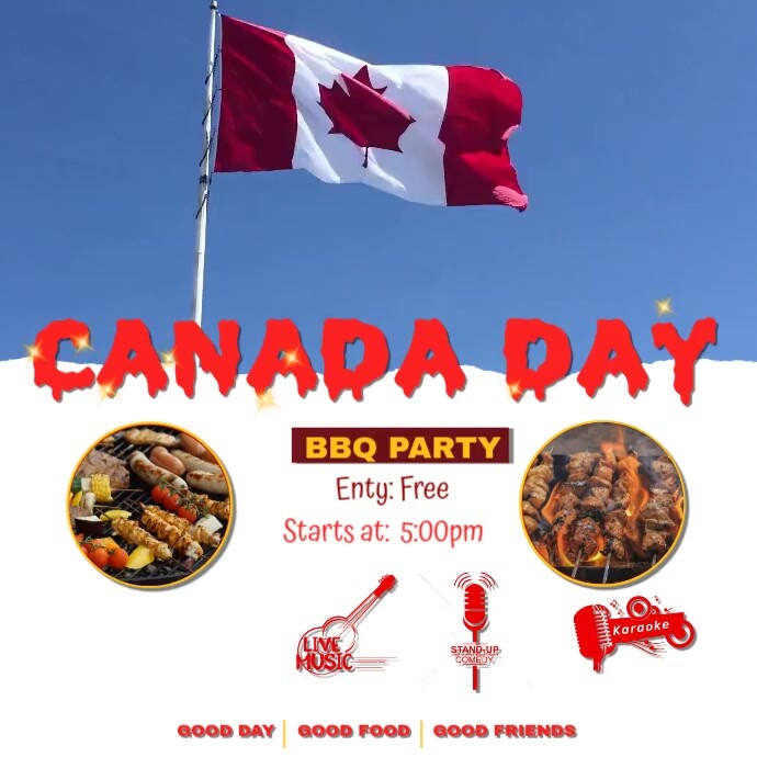 CANADA LABOR DAY BBQ PARTY FLYER TEMPLATE 2 Instagram Post