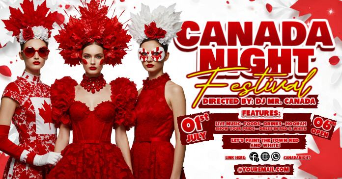 Canada Night Festival Celebration Facebook Shared Image template
