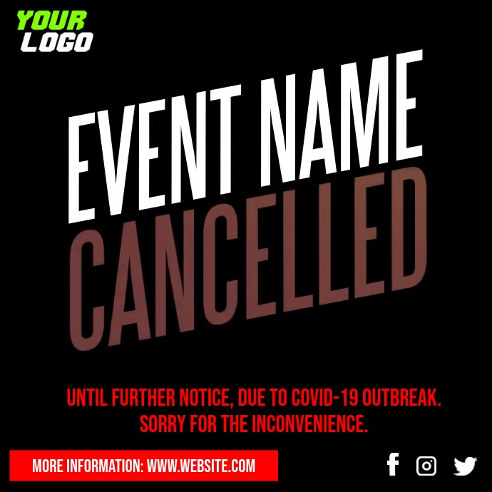 Copy of Cancelled Event Notice Social Media video PosterMyWall