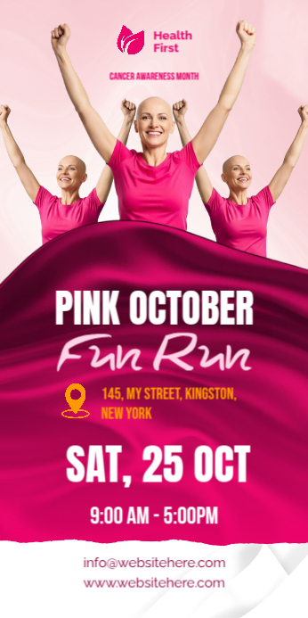 Cancer Run Ribbon Cancer run banner Design Template | Pink October cancer run template ...