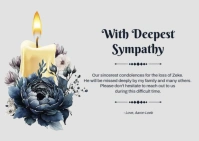 Candle Flower Sympathy Card A6 template