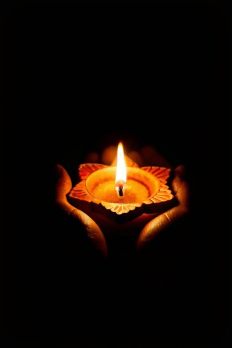 Candle In Hands Background Poster template