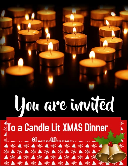 Candle lit XMAS Dinner invitation, free video Ulotka (US Letter) template