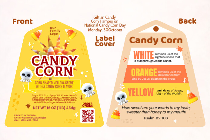 Plantilla de Candy Corn Label Cover Template | PosterMyWall