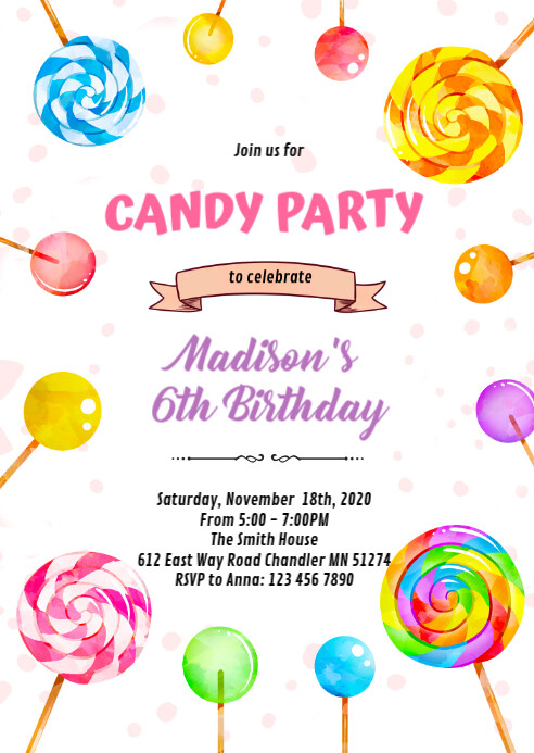Copy of Candy party invitation | PosterMyWall