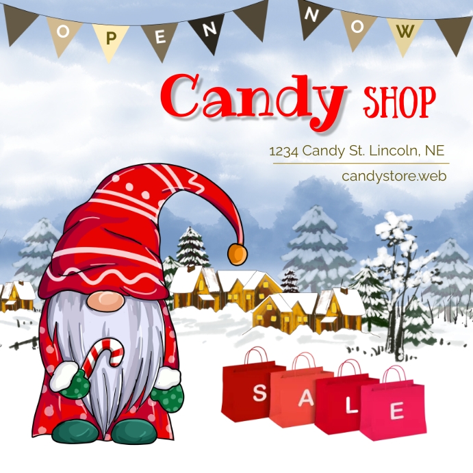 Candy Shop Open Now on Sale Template | PosterMyWall