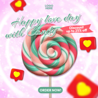 สีม่วง Valentine's Day Candy Sale Instagram Post Template