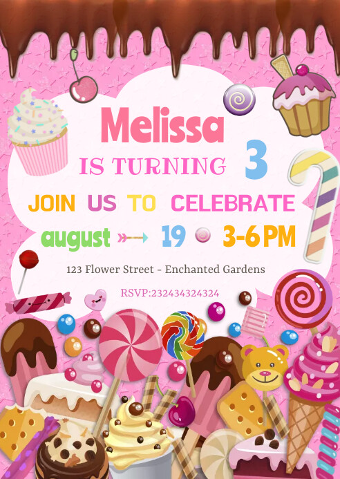 Candyland Birthday Invitation Template PosterMyWall Candyland Birthday Invitation Template PosterMyWall