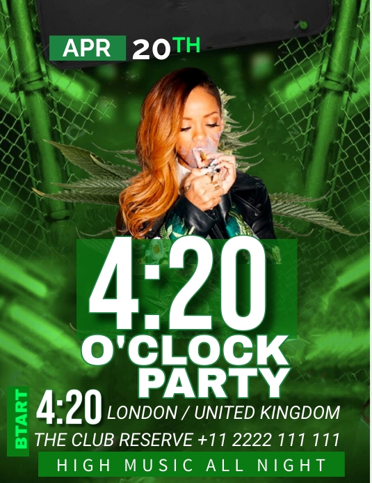 cannabis  4:20 party flyer template
