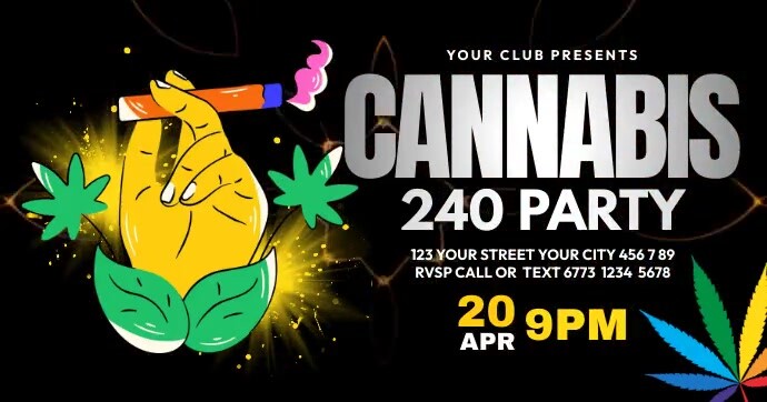 Cannabis Night Party delt Facebook-billede template