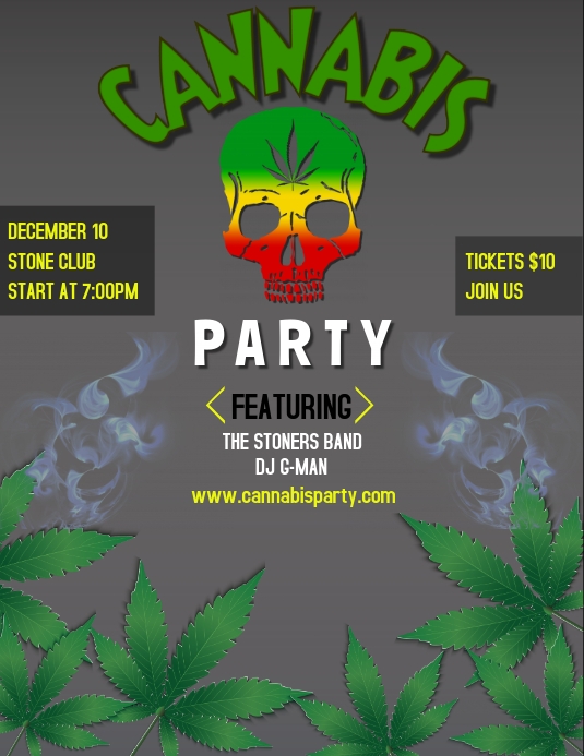 Cannabis party flyer template Folheto (US Letter)